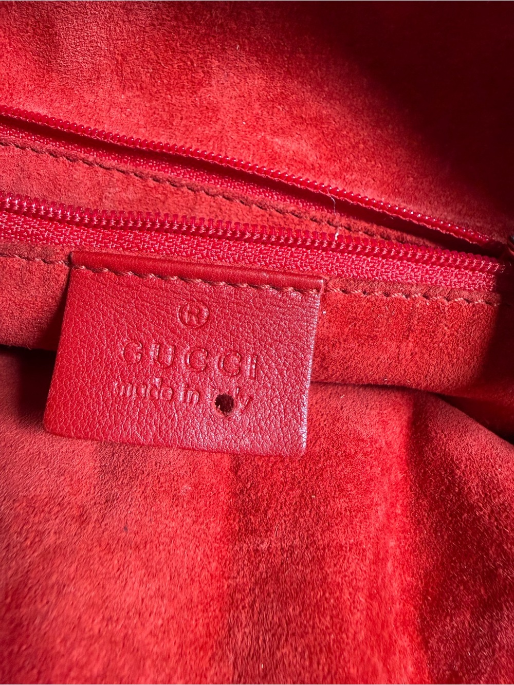 GUCCI RED LEATHER RING HANDLE BAG - Picture 8 of 9